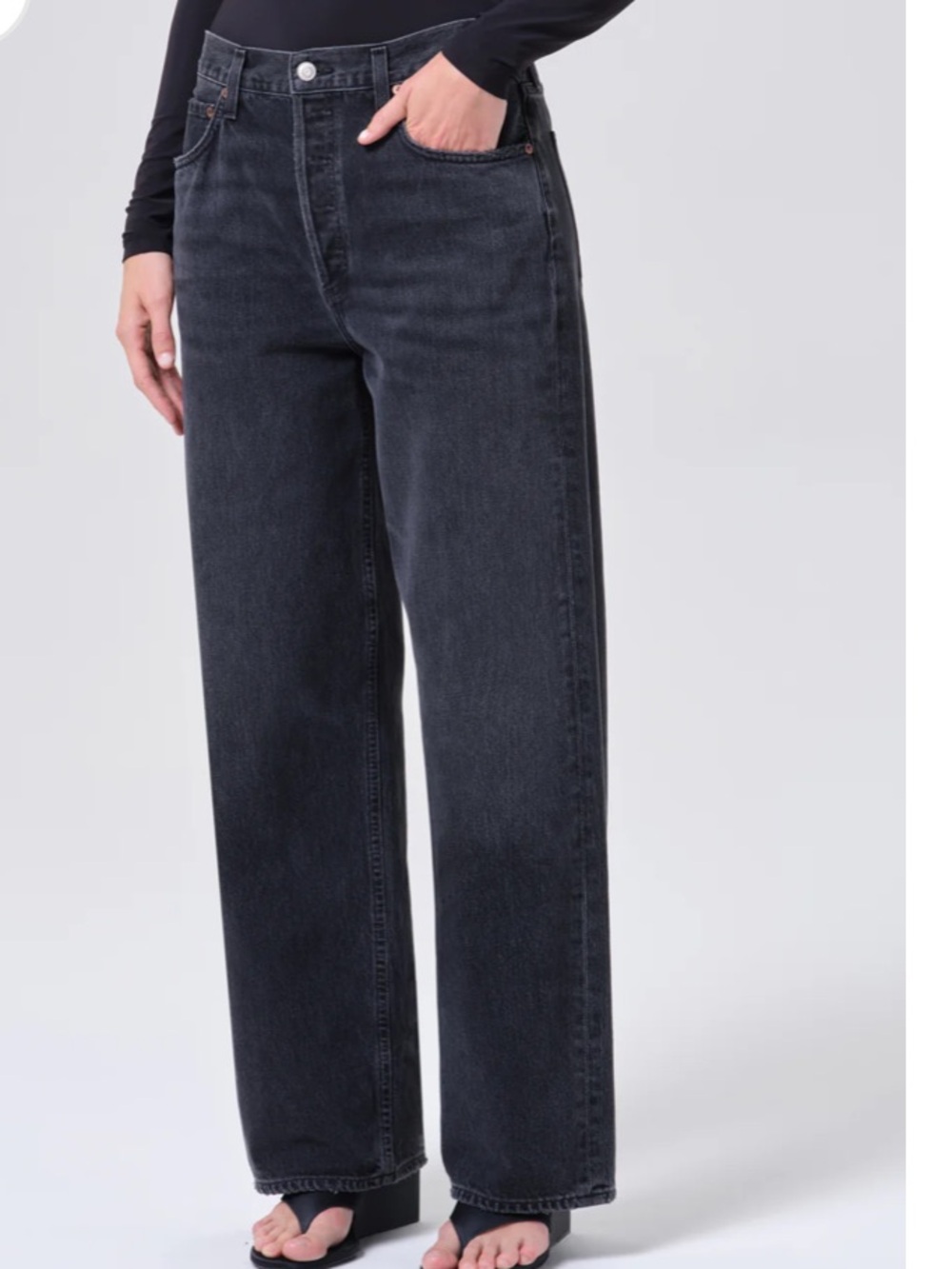 AGOLDE Low Slung Baggy Jeans Black Wash Size 28 Style A9079B-1346 - Picture 12 of 12